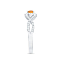 Natural Citrine Diamond Engagement Ring with Criss Cross Shank