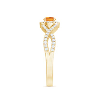 Natural Citrine Diamond Engagement Ring with Criss Cross Shank