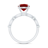Solitaire Lab Grown Ruby and Diamond Criss Cross Engagement Ring