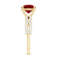 Solitaire Lab Grown Ruby and Diamond Criss Cross Engagement Ring