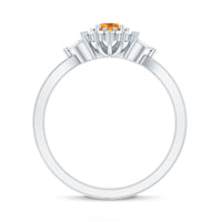 Nature Inspired Citrine Diamond Engagement Ring with Split Shank