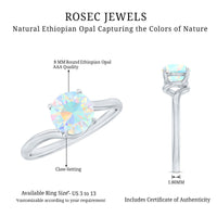 Certified Real Ethiopian Opal Solitaire Engagement Ring with Bypass Shank