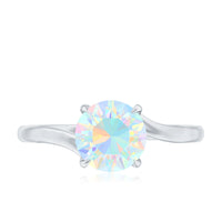 Certified Real Ethiopian Opal Solitaire Engagement Ring with Bypass Shank