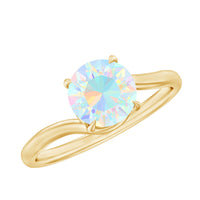 Certified Real Ethiopian Opal Solitaire Engagement Ring with Bypass Shank