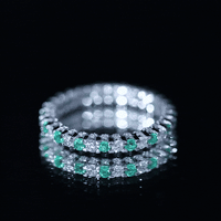 Alternate Round Emerald and Diamond Eternity Stackable Ring