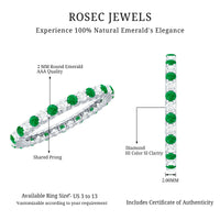Alternate Round Emerald and Diamond Eternity Stackable Ring