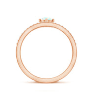 Natural Ethiopian Rainbow Opal Crown Promise Ring with Diamond