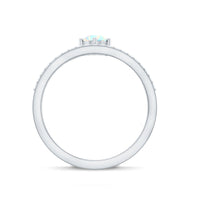 Natural Ethiopian Rainbow Opal Crown Promise Ring with Diamond