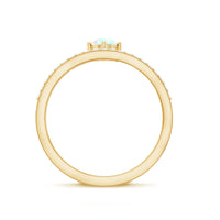 Natural Ethiopian Rainbow Opal Crown Promise Ring with Diamond