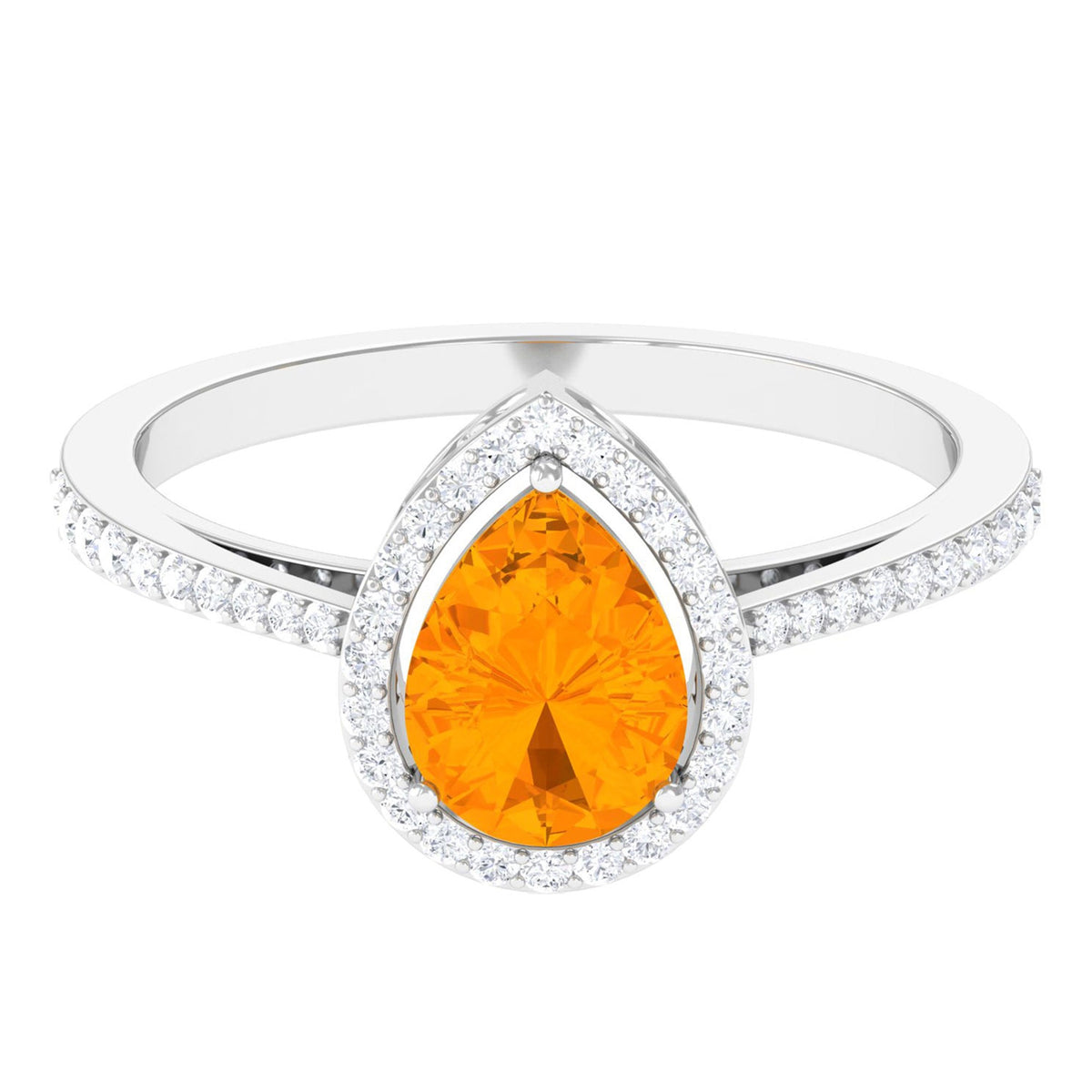Real 0.6 carat fire opal teardrop engagement ring with diamond halo, featuring a rose gold band and intricate design.
