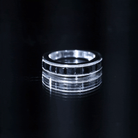 Princess Cut Black Spinel Half Eternity Band Ring