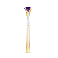 Real Amethyst Promise Ring with Diamond for Women