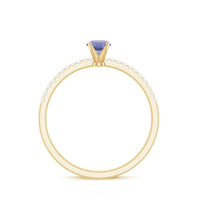 Minimal Tanzanite Diamond Promise Ring for Engagement
