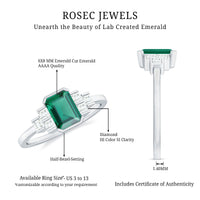 Certified Lab Grown Emerald Diamond Art Deco Engagement Ring