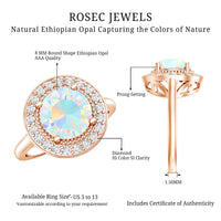 Vintage Inspired 2 Carat Opalescent Engagement Ring with Diamond Halo
