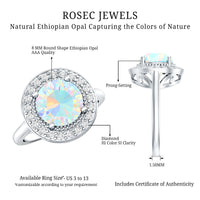 Vintage Inspired 2 Carat Opalescent Engagement Ring with Diamond Halo