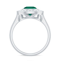 Vintage Looking 2 Carat Lab Grown Emerald Engagement Ring with Halo