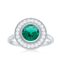 Vintage Looking 2 Carat Lab Grown Emerald Engagement Ring with Halo