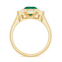 Vintage Looking 2 Carat Lab Grown Emerald Engagement Ring with Halo