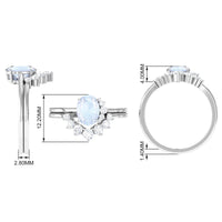 Rosec Jewels 1.25 CT moonstone and diamond engagement enhancer ring set, featuring a moonstone center with diamond accents.