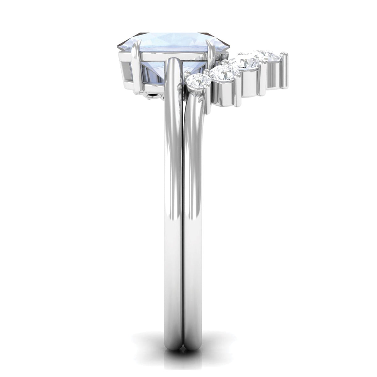 Rosec Jewels 1.25 CT moonstone and diamond engagement enhancer ring set, featuring a moonstone centerpiece with diamond accents.