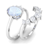 Rosec Jewels 1.25 CT moonstone and diamond engagement enhancer ring set featuring a sparkling moonstone centerpiece and delicate diamond accents.
