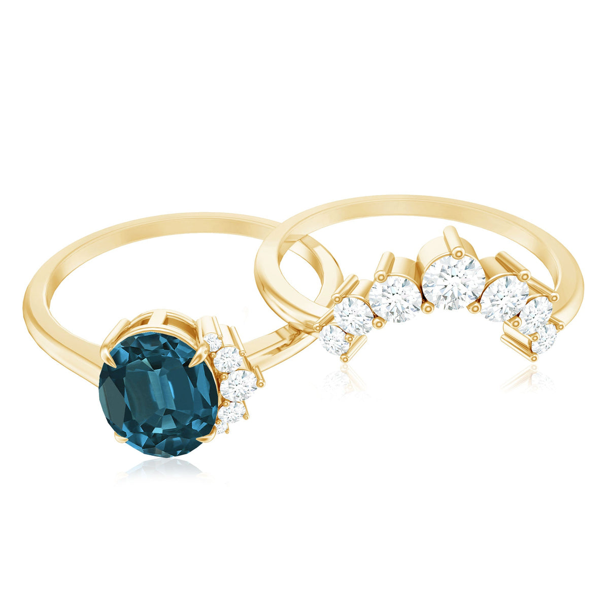 Oval London Blue Topaz and diamond designer ring set by Rosec Jewels featuring elegant blue topaz and sparkling diamonds.