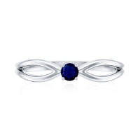 Natural Blue Sapphire Cute Promise Ring with Split Shank