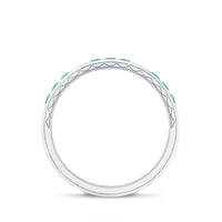 Princess Cut Emerald Mens Wedding Band in Channel Setting
