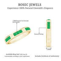 Princess Cut Emerald Mens Wedding Band in Channel Setting