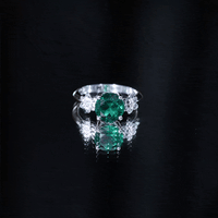 Certified Lab Grown Emerald Flower Engagement Ring with Diamond