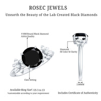 2 Carat Lab Grown Black and White Diamond Flower Engagement Ring