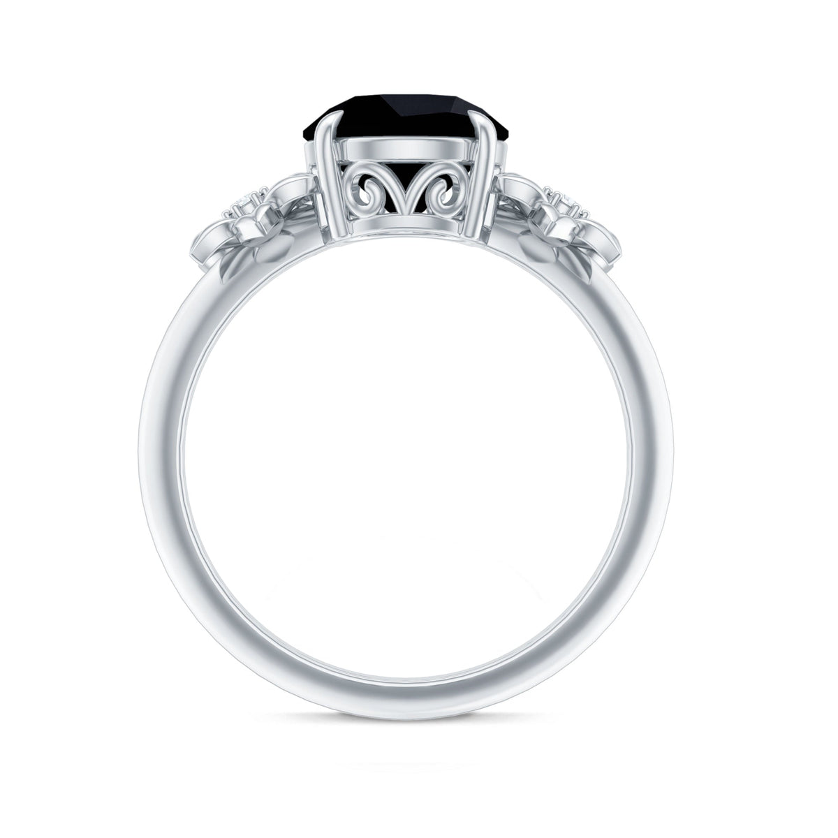 2 Carat Lab Grown Black and White Diamond Flower Engagement Ring