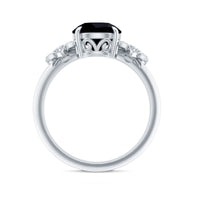 2 Carat Lab Grown Black and White Diamond Flower Engagement Ring