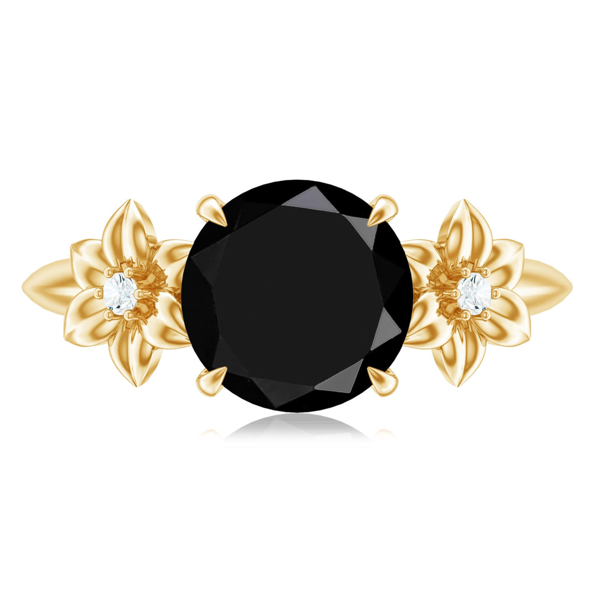 2 Carat Lab Grown Black and White Diamond Flower Engagement Ring