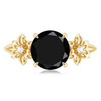 2 Carat Lab Grown Black and White Diamond Flower Engagement Ring