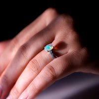 Natural 1.2 Carat Oval Opalescent Diamond Engagement Ring with Split Shank