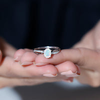 Natural 1.2 Carat Oval Opalescent Diamond Engagement Ring with Split Shank