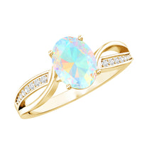 Natural 1.2 Carat Oval Opalescent Diamond Engagement Ring with Split Shank