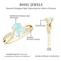 Natural 1.2 Carat Oval Opalescent Diamond Engagement Ring with Split Shank