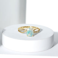 Natural 1.2 Carat Oval Opalescent Diamond Engagement Ring with Split Shank