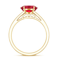 1.5 Carat Lab Grown Ruby Oval Engagement Ring with Diamond Side Stones
