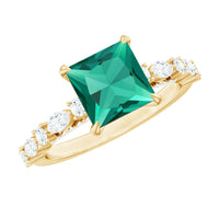 2.4 Carat Solitaire Lab Emerald Princess Cut Engagement Ring with Moissanite