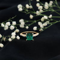 2.4 Carat Solitaire Lab Emerald Princess Cut Engagement Ring with Moissanite