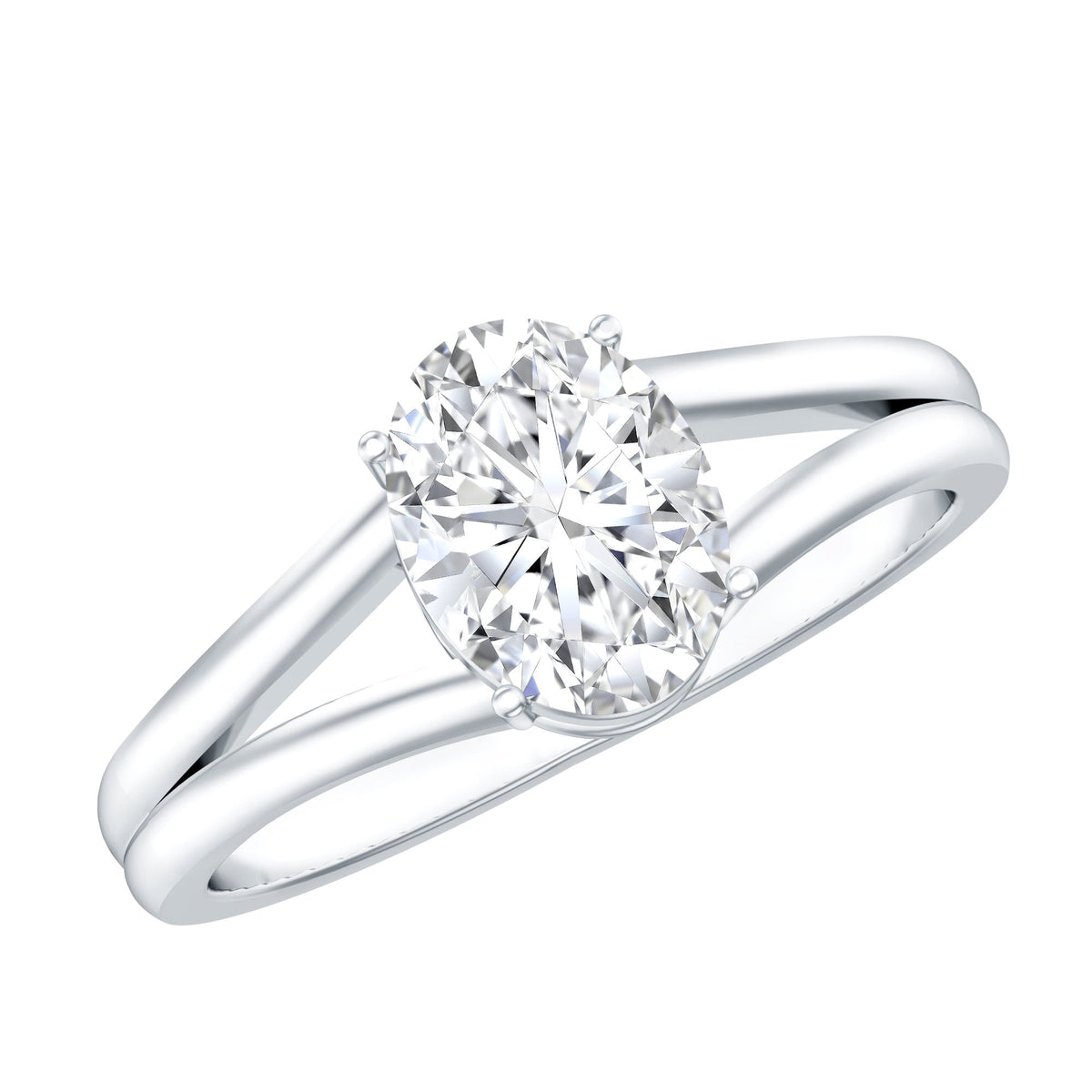 Oval 1 Carat Moissanite engagement ring by Rosec Jewels featuring a sparkling center stone and elegant band with certificate.