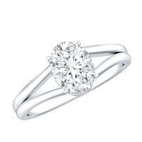 Oval 1 Carat Moissanite engagement ring by Rosec Jewels featuring a sparkling center stone and elegant band with certificate.