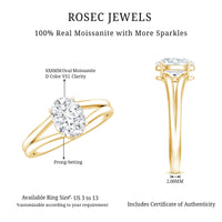 Oval 1 Carat Moissanite engagement ring by Rosec Jewels featuring a sparkling center stone and a sleek band.