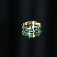 Certified Princess Cut Lab Grown Emerald Eternity Ring