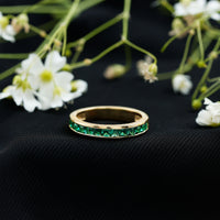 Certified Princess Cut Lab Grown Emerald Eternity Ring