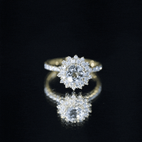Genuine Aquamarine Cluster Engagement Ring With Certificate